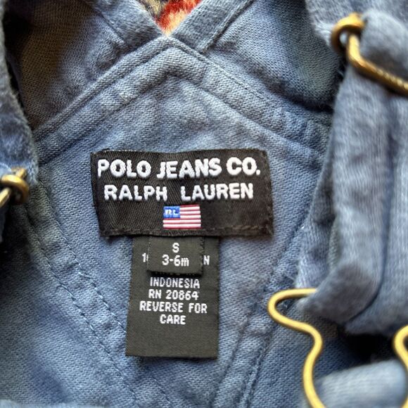 Ralph Lauren Polo Jeans Co Blue Bib Overalls Infant 3-6 mos Vintage - Picture 4 of 5